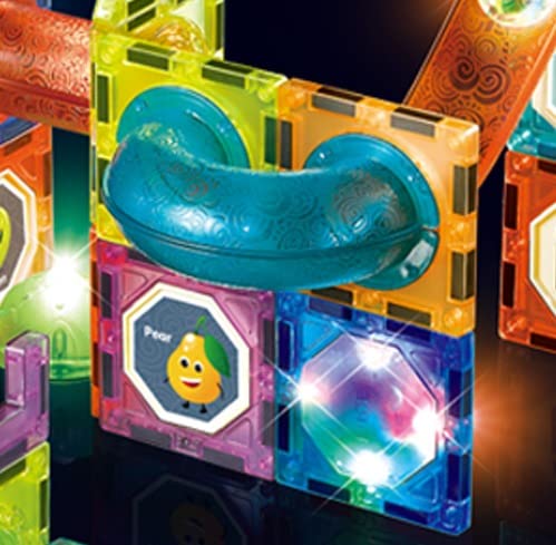 Light Magnetic Tiles Building Blocks for Kids (49 Pc) | 3D Clear STEM Educational Toys Creative Gift, 49 Pieces