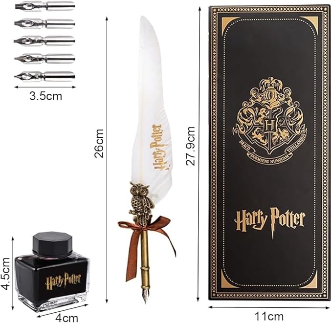 Harry Potter Feather Pen Set Vintage Quill Feather Pen Ink Set Antique Calligraphy Writing Pen Best Antique Executive Gift | Trendy & Cute Gifts at Kawaii Kingdom