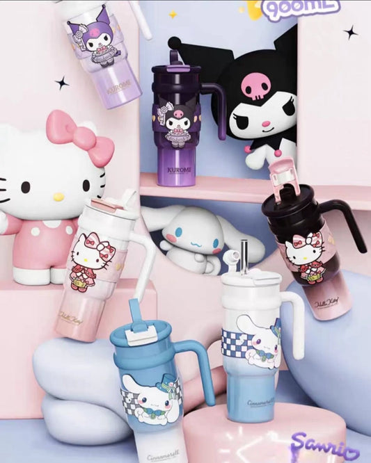 Sanrio 900ml Insulated Tumbler – Hello Kitty, Kuromi & Cinnamoroll
