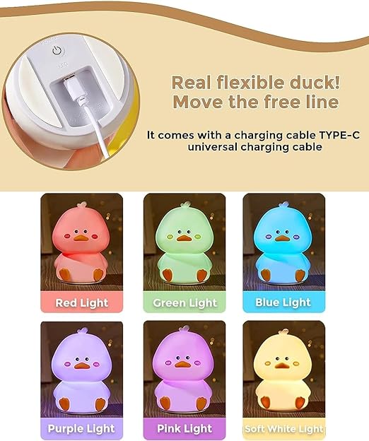 Duck Silicone Touch Lamp | Soft Glow Night Light for Kids & Cute Room Decor