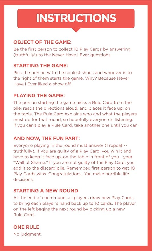 Buy Never Have I Ever Card Game for Adults, Family Party Game Ages-18+, Players 4-12+
