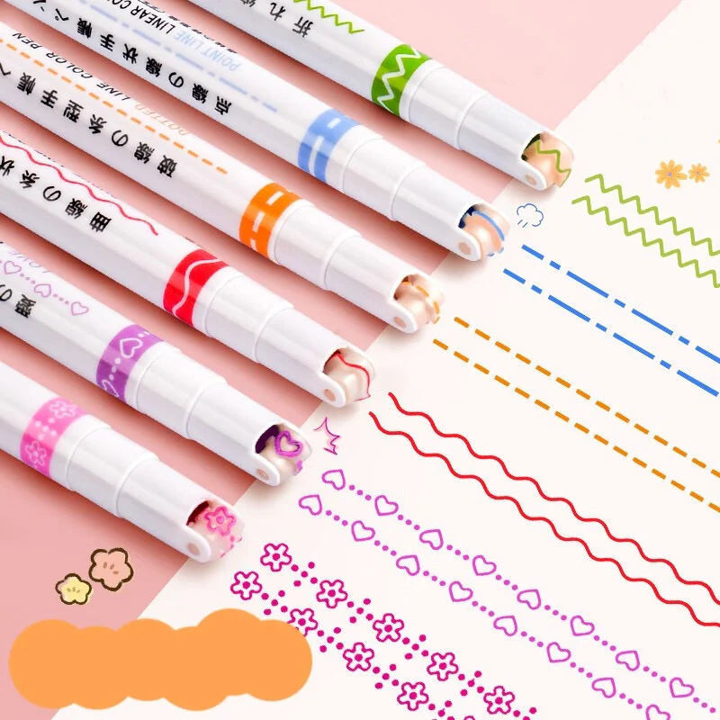 6-in-1 Pattern Roller Linear Color Pen