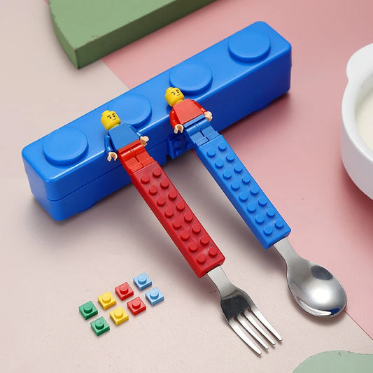 DIY Stainless Steel Spoon & Fork Set | Fun & Durable Tableware for Kids & Adults LEGO Style