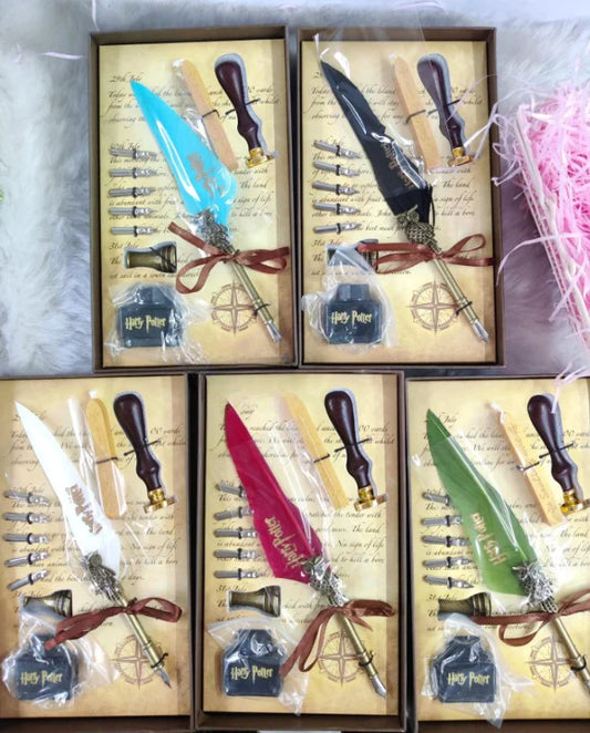 Magic Boy Harry Potter Pen Set – With Stamp, Ink & 5 Nibs (Mix Colour)