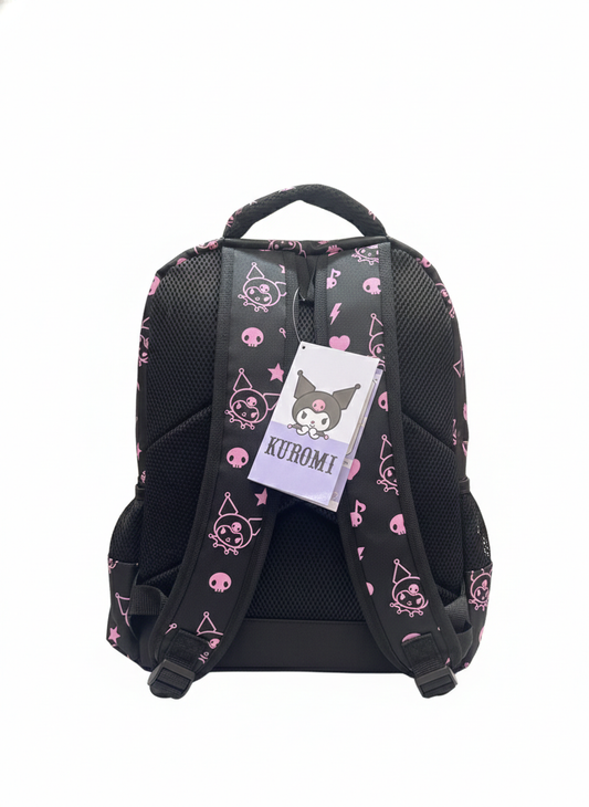 Kuromi "Cheeky Chic" 3D Backpack – Premium Anime School & Travel Bag (Black/Pink) - 16 Inch