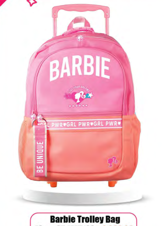 Barbie Kids Trolley School Bag – 40cm Premium Pink Edition