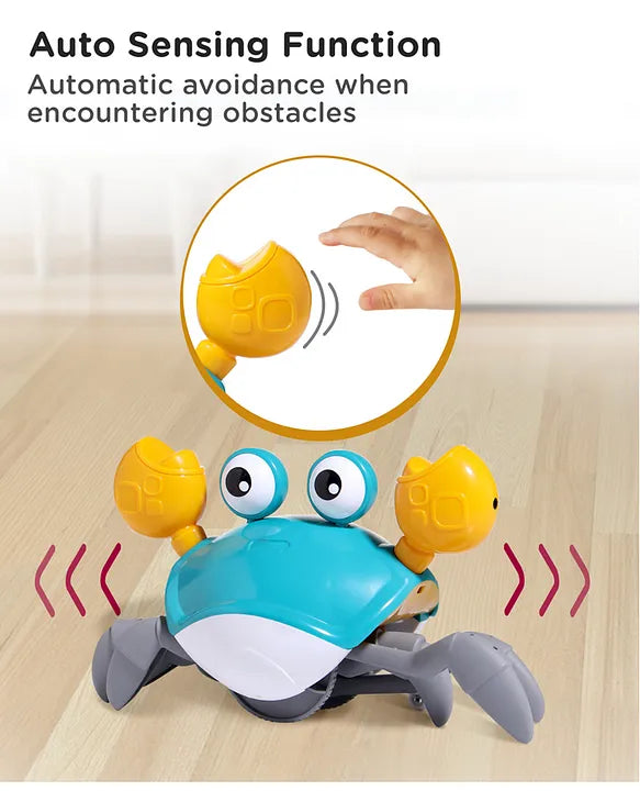 Blue Crawling Crab Rechargeable Musical Toy| Interactive Early Learning & Entertainment Toy For 3 Years+ Kids| Fun Moving Toy With Sound and Lights| Improves Hand Eye Co-ordination| Gifting Toy| BIS Certified