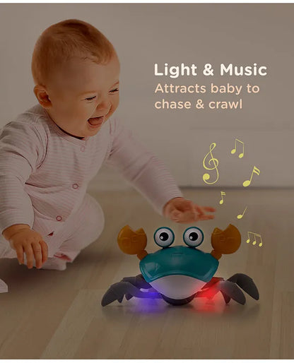 Blue Crawling Crab Rechargeable Musical Toy| Interactive Early Learning & Entertainment Toy For 3 Years+ Kids| Fun Moving Toy With Sound and Lights| Improves Hand Eye Co-ordination| Gifting Toy| BIS Certified