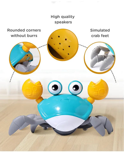 Blue Crawling Crab Rechargeable Musical Toy| Interactive Early Learning & Entertainment Toy For 3 Years+ Kids| Fun Moving Toy With Sound and Lights| Improves Hand Eye Co-ordination| Gifting Toy| BIS Certified