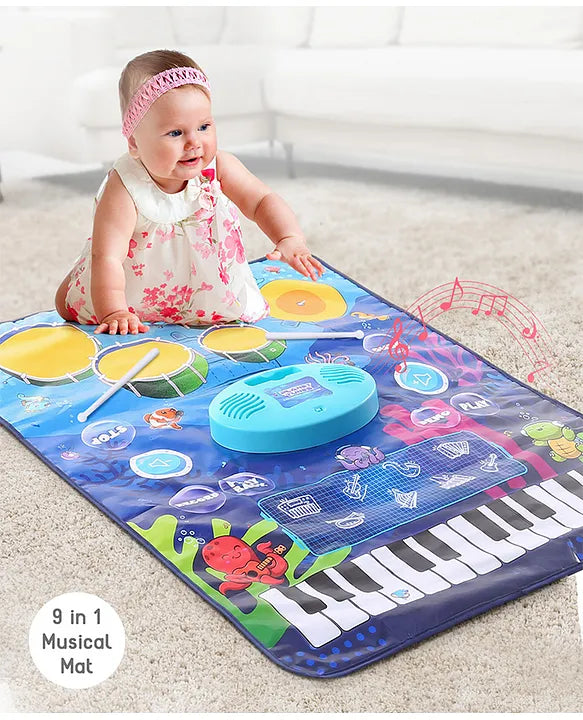 9-in-1 Musical Playmat with Piano, Drum & AUX Support |Sensory & Auditory Stimulation|24 Keys, 8 Instruments, 10 Demos|Easy-to-Clean, Gift-Ready|3+ Years|BIS Certified|