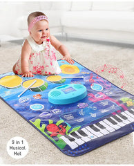 9-in-1 Musical Playmat with Piano, Drum & AUX Support |Sensory & Auditory Stimulation|24 Keys, 8 Instruments, 10 Demos|Easy-to-Clean, Gift-Ready|3+ Years|BIS Certified|