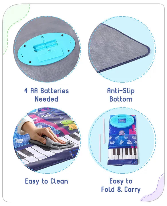 9-in-1 Musical Playmat with Piano, Drum & AUX Support |Sensory & Auditory Stimulation|24 Keys, 8 Instruments, 10 Demos|Easy-to-Clean, Gift-Ready|3+ Years|BIS Certified|