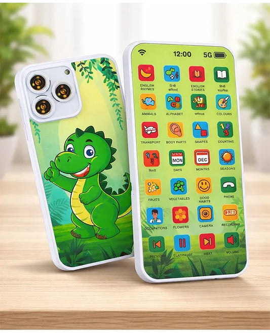 Learning Mobile Phone Educational Toy for Kids Alphabet Learning Toy Preschool Toy with Books Style Interactive Features with 10 Indian Languages Chargeable (assorted Print and Color)