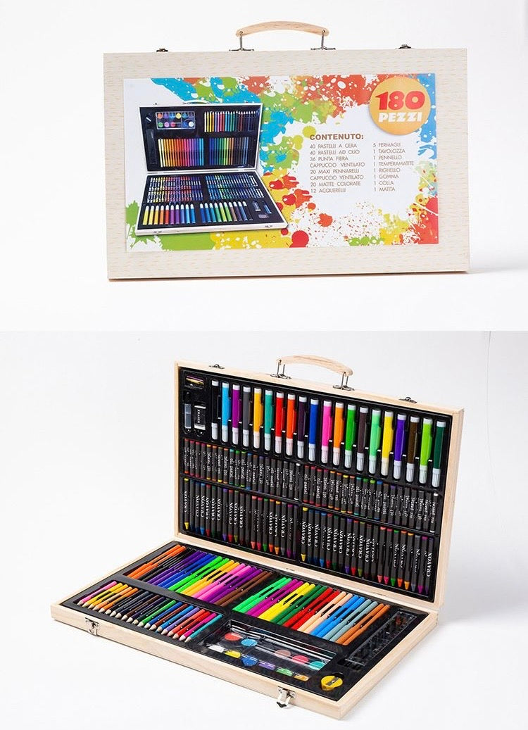 180 PCS Coloring suitcase - wooden
