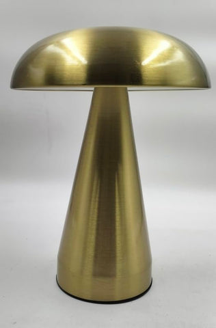 Modern Mushroom Table Lamp, Brushed Gold Metal Finish, Dome Shade Golden