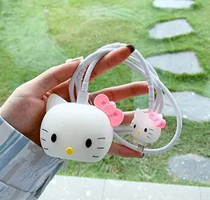 Power Adapter Charger Protection Case & Wire Saver,3D Cartoon Character Case 360 Degree Protection Cover(Hello Kitty) 20W 40W Iphone Cover