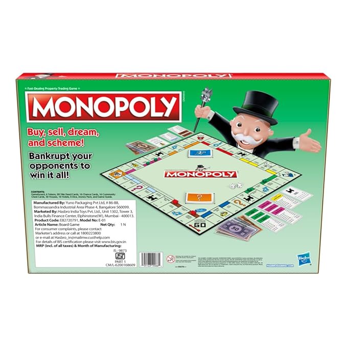 Buy MONOPOLY Board Game (Multicolor) for Families and Kids Ages 8 and Up, Classic fantasy Gameplay