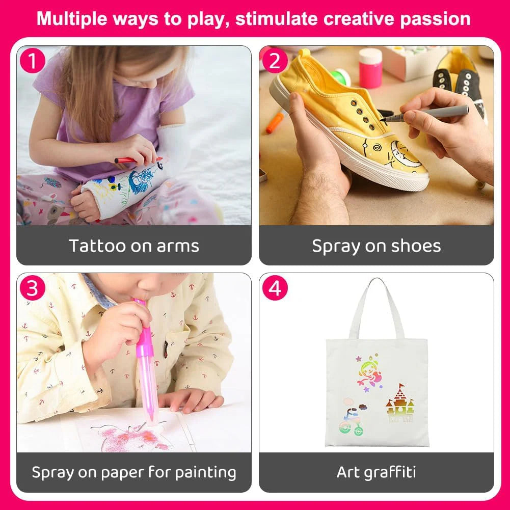 Blow Pen Washable Colour Pens Set of 6 for Kids