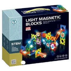 Light Magnetic Tiles Building Blocks for Kids (49 Pc) | 3D Clear STEM Educational Toys Creative Gift, 49 Pieces
