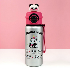 Panda XCup Insulated Stainless Steel Sipper Bottle - With 3D Topper (Silver & Pink)