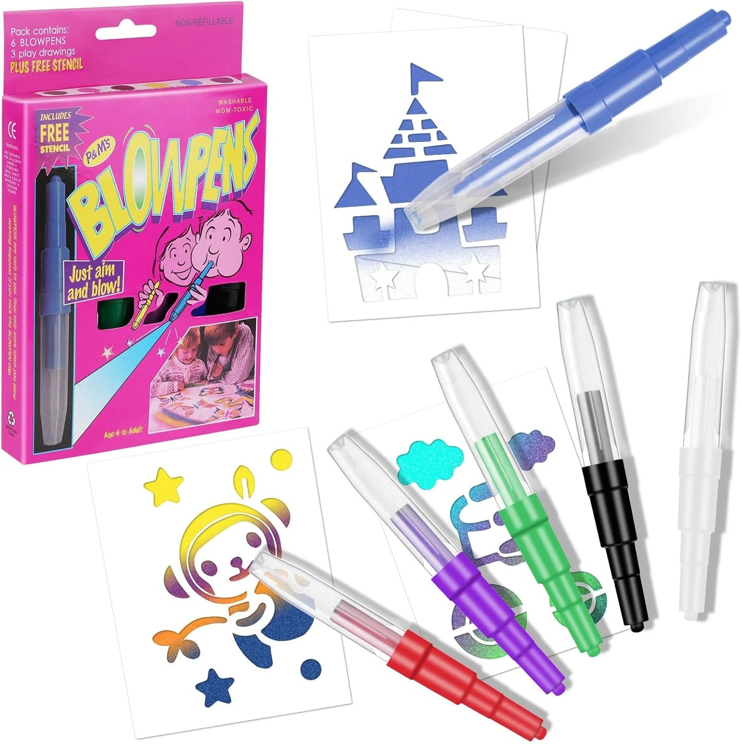 Blow Pen Washable Colour Pens Set of 6 for Kids