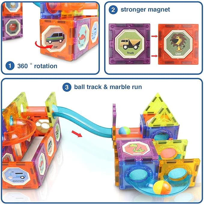 Light Magnetic Tiles Building Blocks for Kids (49 Pc) | 3D Clear STEM Educational Toys Creative Gift, 49 Pieces