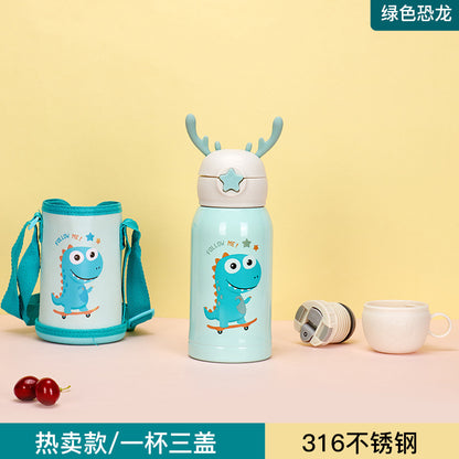 Steel Water Bottle with sipper and Thermos Cap