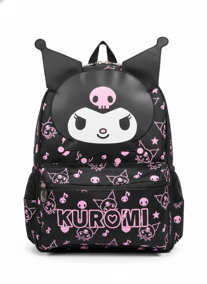 Kuromi "Cheeky Chic" 3D Backpack – Premium Anime School & Travel Bag (Black/Pink) - 16 Inch