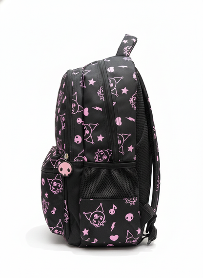 Kuromi "Cheeky Chic" 3D Backpack – Premium Anime School & Travel Bag (Black/Pink) - 16 Inch