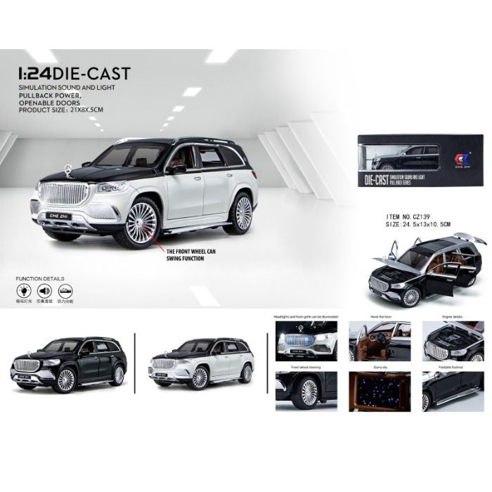 1:24 Mercedes-Maybach AMG GLS 63 - Diecast Alloy Model SUV (Lights, Sound, Pullback)