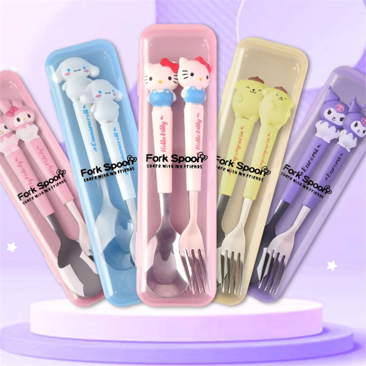 Kawaii Theme Spoon & Fork Set For Kids
