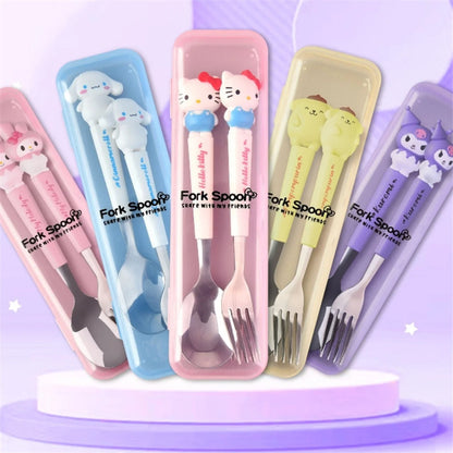 Kawaii Theme Spoon & Fork Set For Kids