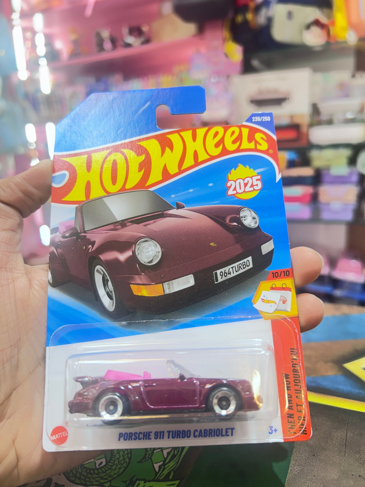 Hot Wheels Porsche 911 Turbo Cabriolet (964) - 2025 P Case | Then and Now (Metallic Burgundy)