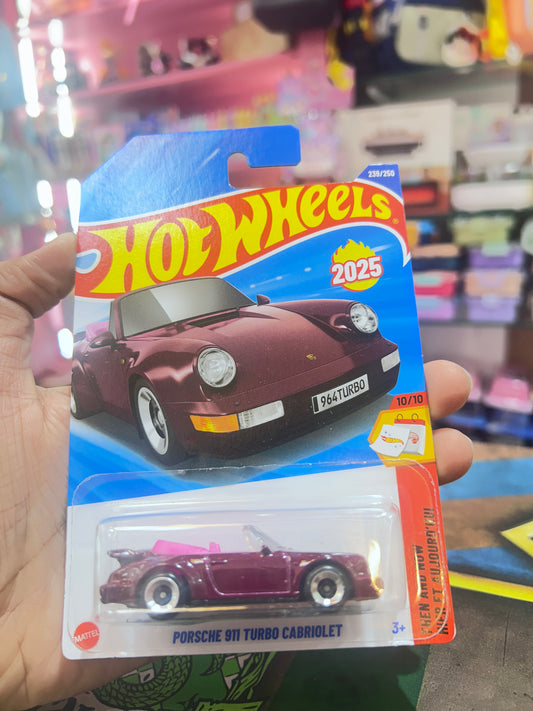 Hot Wheels Porsche 911 Turbo Cabriolet (964) - 2025 P Case | Then and Now (Metallic Burgundy)