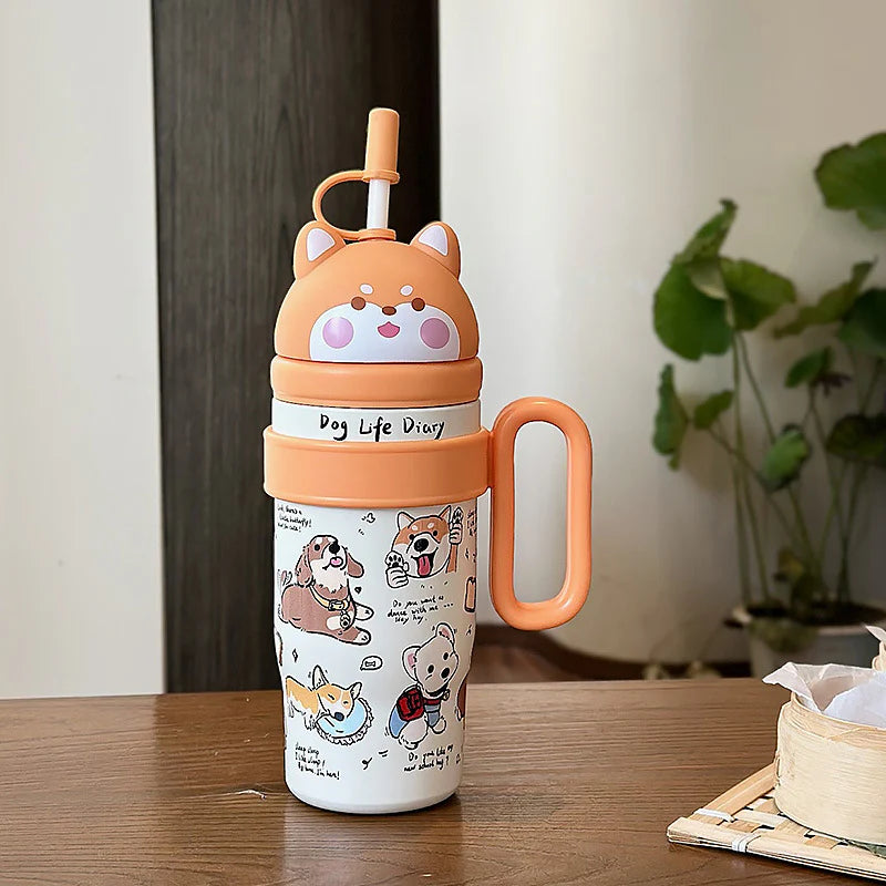 800ml Big Mac Ice Cup with Straw & Handle