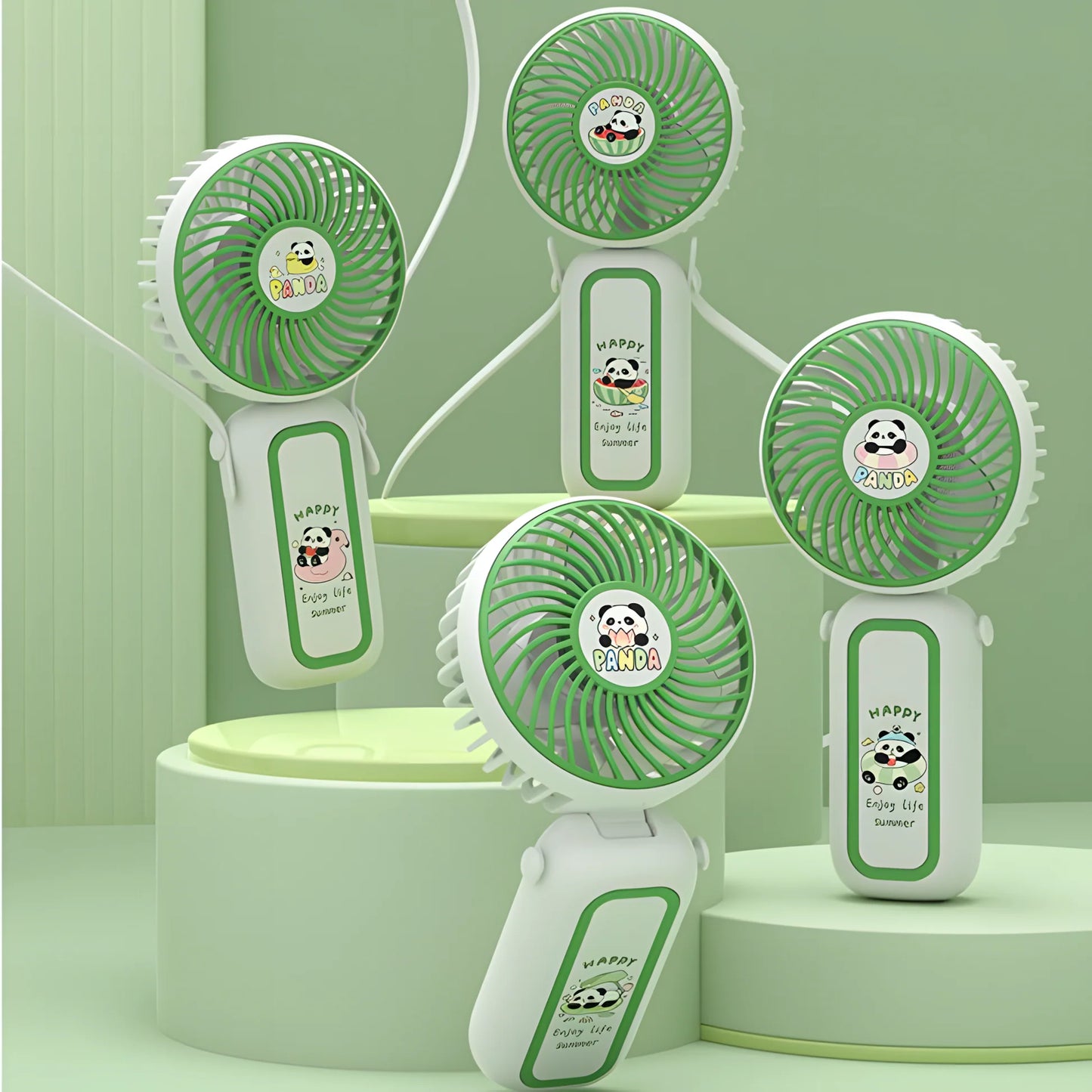 Happy Panda Folding Handheld USB Charging Portable Fan