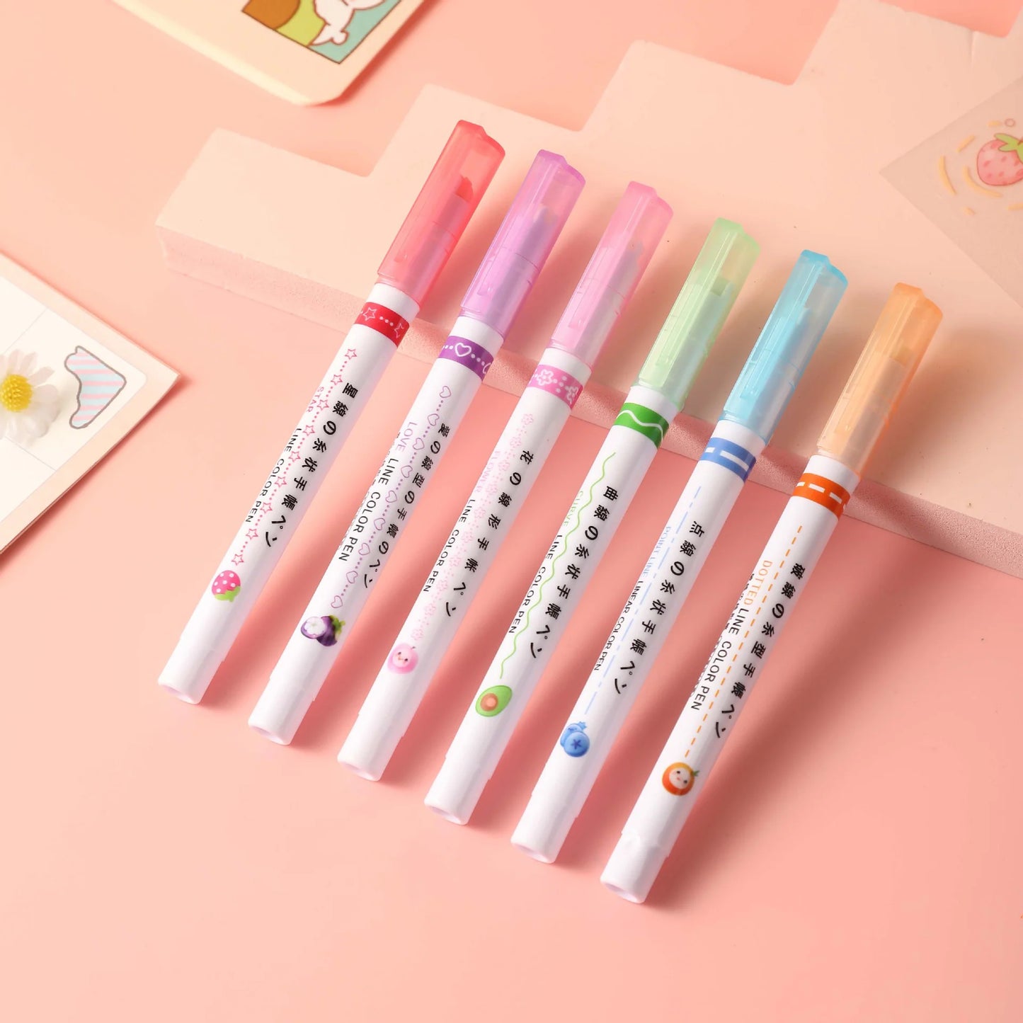 6-in-1 Pattern Roller Linear Color Pen