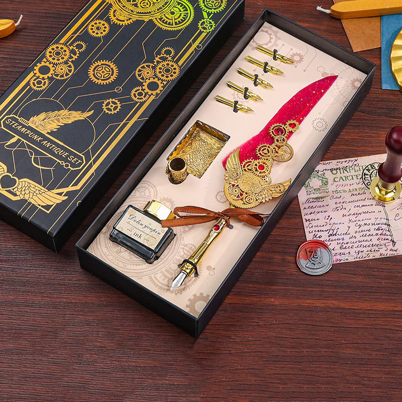 Vintage Vibes - Antique Calligraphy Feather Pen Set | Harry Potter Inspired
