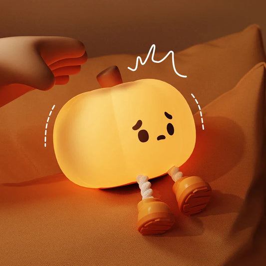 Pumkin touch lamp Portable Adorable Squishy Pumpkin Night Lamp with Dimmable LED, Rechargeable Silicone Design & Touch Control - Available at Kawaii Kingdom