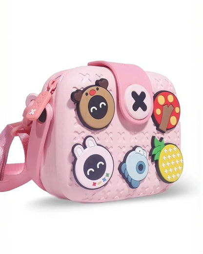 🎒Kids Crossbody Bag – DIY EVA Bag with 5 Cartoon Trinkets | Lightweight, Waterproof & Fun for Kids| SLING BAG