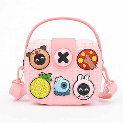 🎒Kids Crossbody Bag – DIY EVA Bag with 5 Cartoon Trinkets | Lightweight, Waterproof & Fun for Kids| SLING BAG
