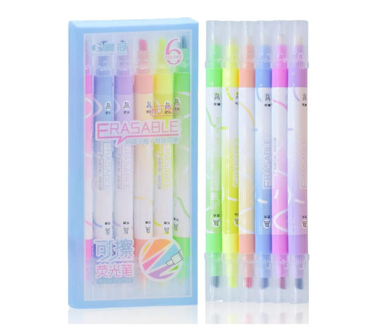 Erasable Highlighter Pen Set – Pack of 6 – Smooth & Clean