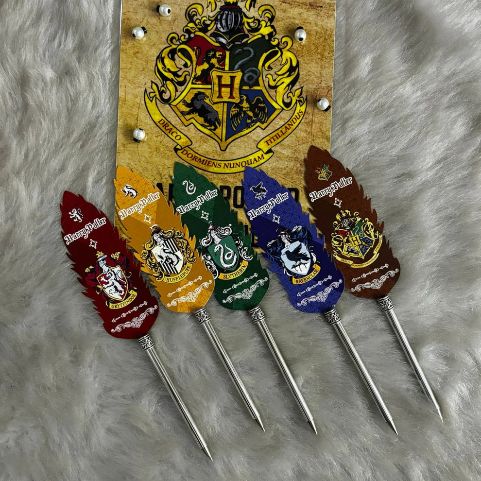 Harry Potter Houses Themed Collectable Metallic Feather Pens