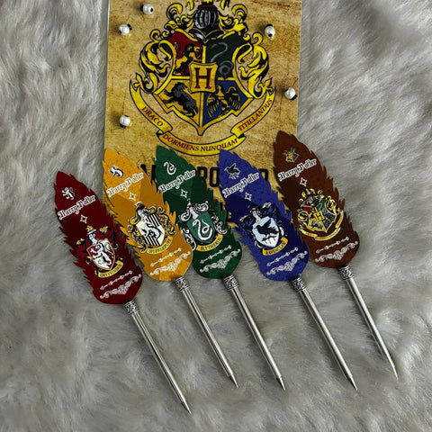 Harry Potter Houses Themed Collectable Metallic Feather Pens