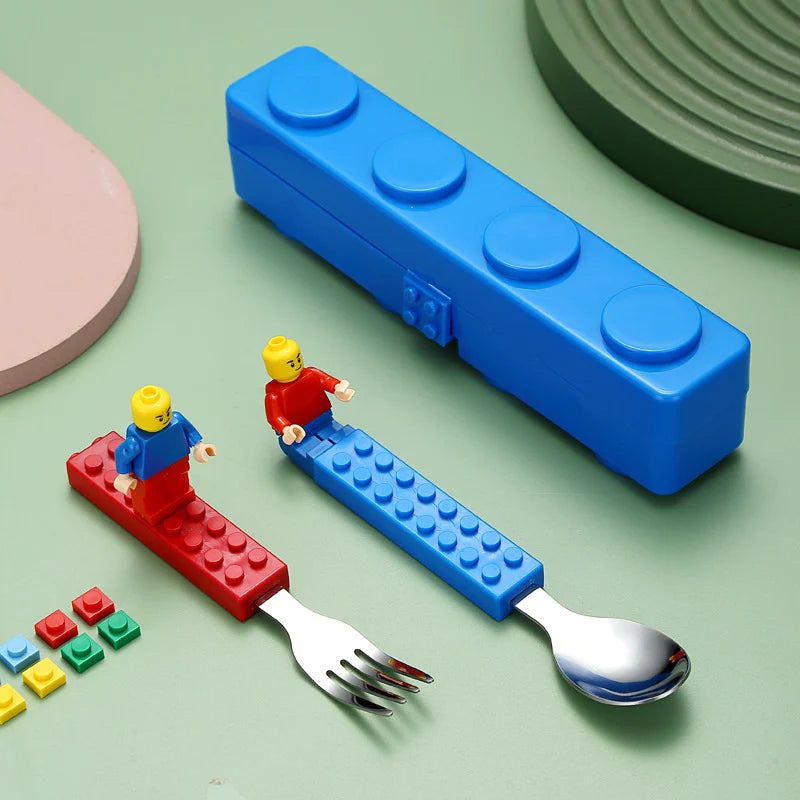 DIY Stainless Steel Spoon & Fork Set | Fun & Durable Tableware for Kids & Adults LEGO Style