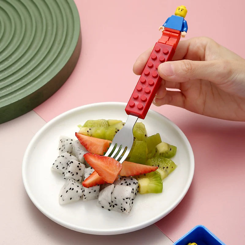 DIY Stainless Steel Spoon & Fork Set | Fun & Durable Tableware for Kids & Adults LEGO Style