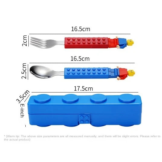 DIY Stainless Steel Spoon & Fork Set | Fun & Durable Tableware for Kids & Adults LEGO Style
