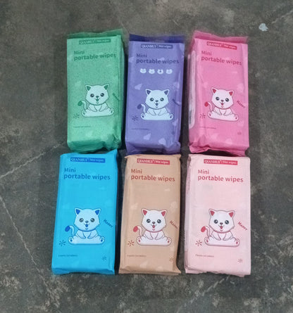 Wet Wipes pack of mini 8 packets - 64 pcs pack