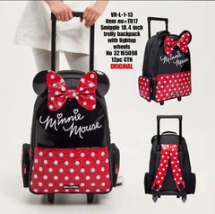 Smiggle Minnie Mouse 18' inch trolley School bag with lights in wheels