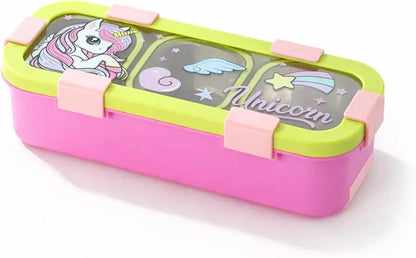 3 Compartment Insulated lunch Box Printed Stainless Steel